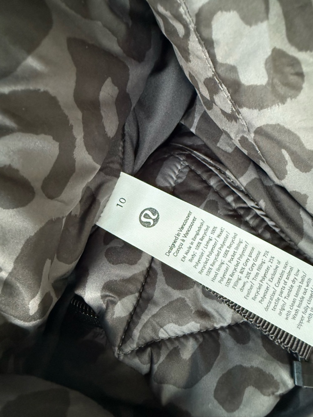 Lululemon Wonder Puff Cropped Vest Leopardo Shift Graphite Grey Multi - Picture 3 of 9